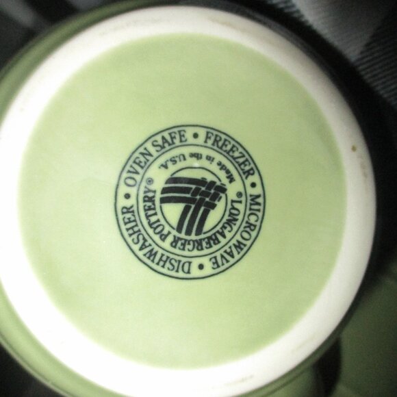 2 Longaberger Pottery Woven Traditions Sage Green Coffee 12oz… - Picture 3 of 4